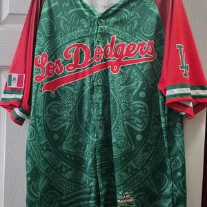 Los Dodgers Green & Red Baseball Jersey